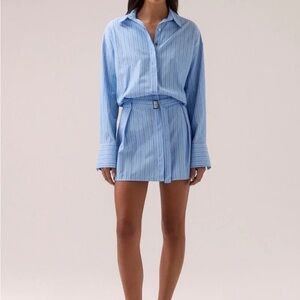 SOVERE Brynn Shirt Dress Blue Striped Mini Dress